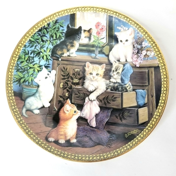 2006 Tender Tails by Jürgen Scholz Cat Collectible Plates , Bradford  Exchange - Picture 1 of 4